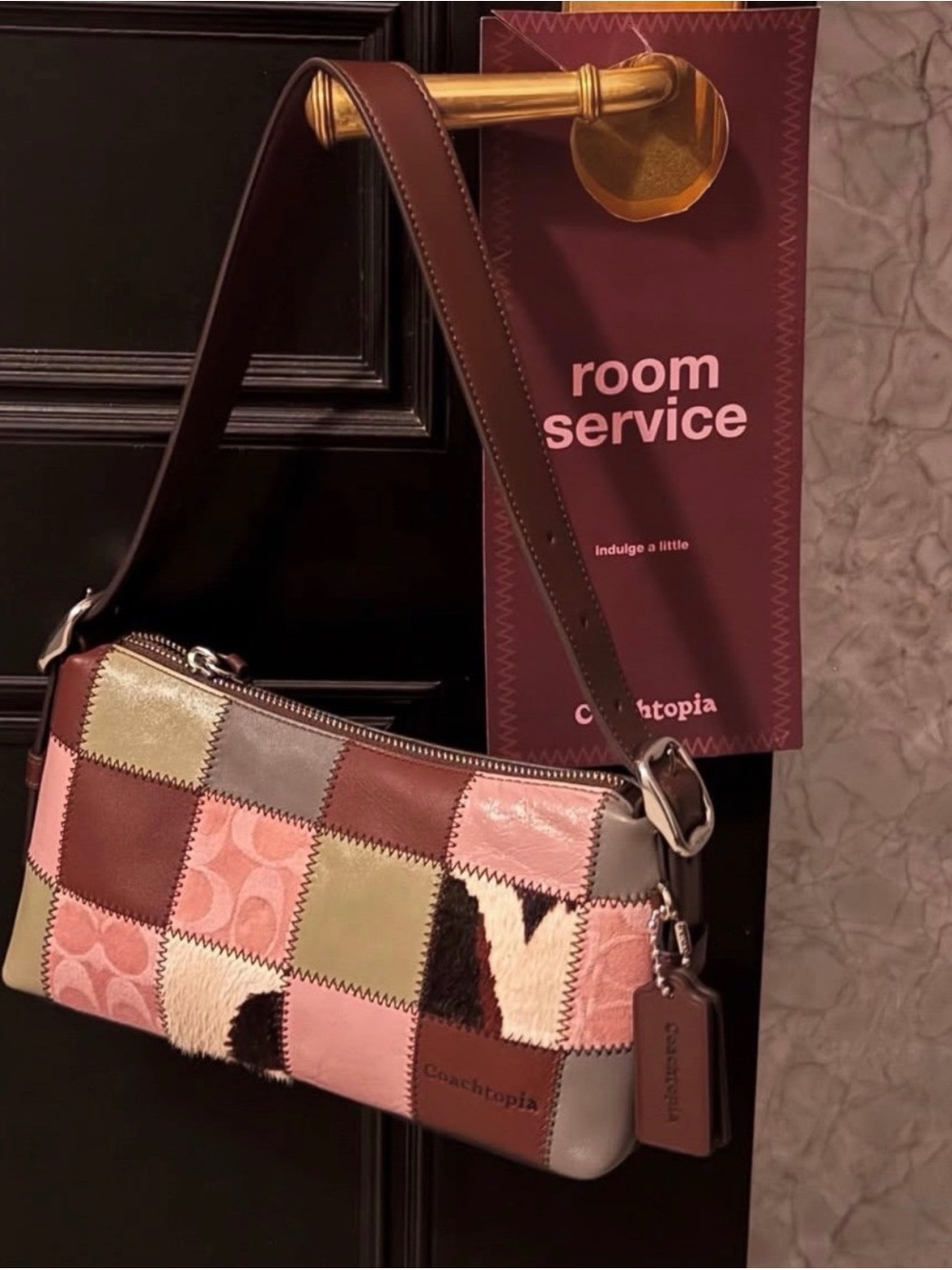 Coachtopia Alter/Ego Small Slouchy Shoulder Bag Patchwork Pink/Brown Purse